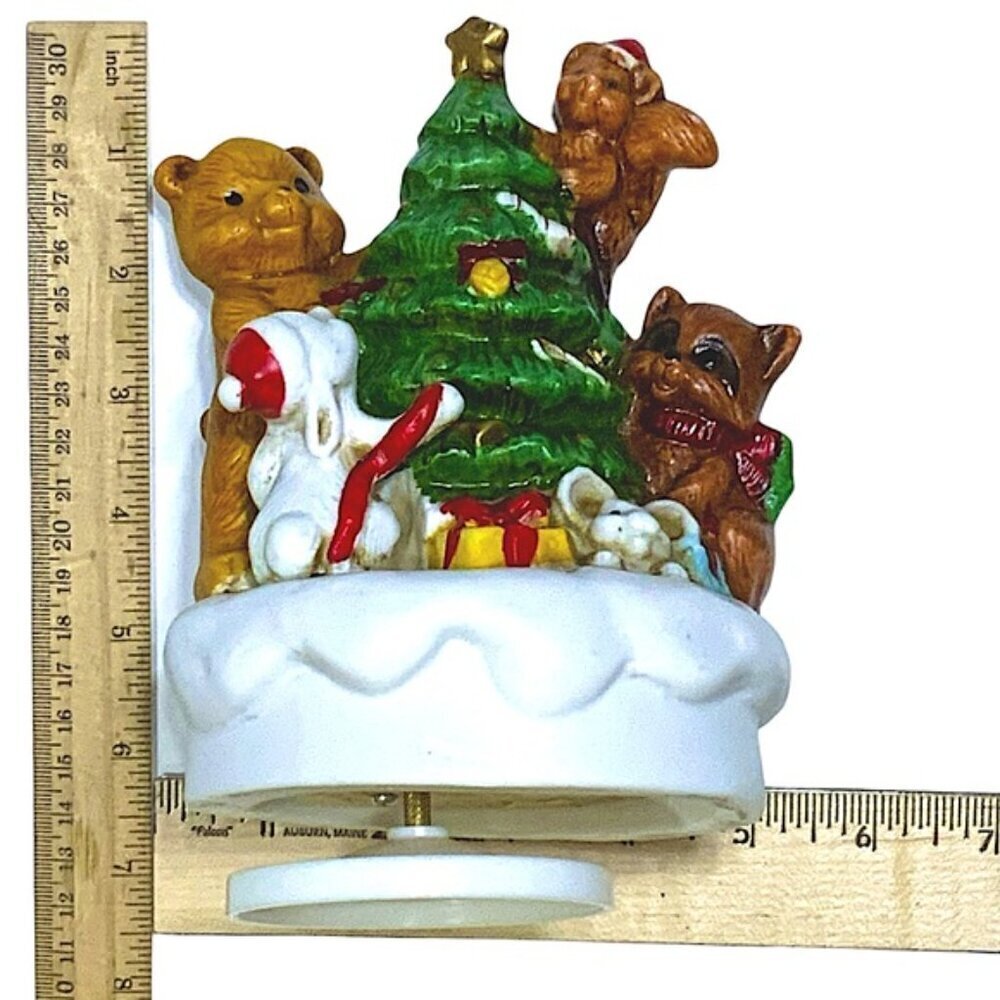 Vintage Music Box Forest Friends Rotating Figurine By Christmas Around The World - Picture 5 of 16